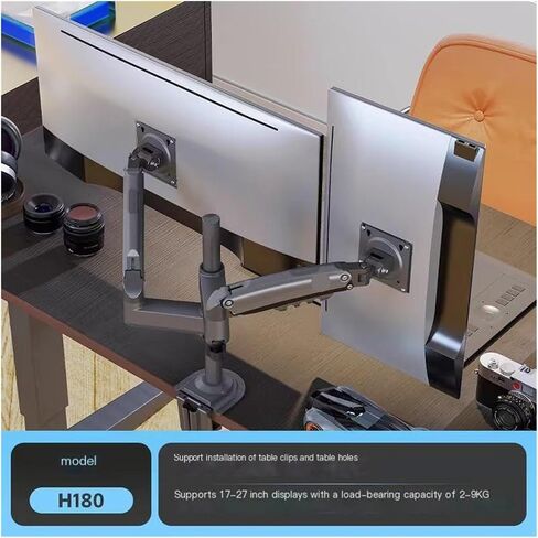 H180 Monitor Stand Dual-Screen Desktop Punch-Free Lift Rotating Telescopic Upper and Lower Stacking Screen Stand arm in Saudi Arabia