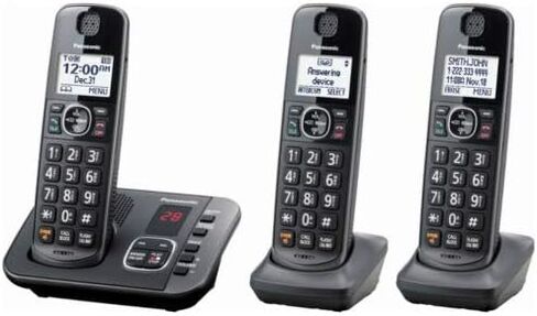 Panasonic KX-TGE633M DECT 6.0 Digital Technology Expandable 3 Handset Cordless Phone with Answering Machine (Renewed) in Saudi Arabia