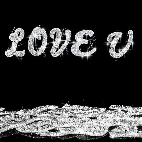 33Pcs Italic Font Rhinestone Letter Stickers, 6.5cm Adhesive A-Z Bling Glitter Sticker Letters, Peel & Stick Rhinestone Letter Patches for Clothes, Art Crafts, DIY Decor, Includes Extra Bling Letters in Saudi Arabia