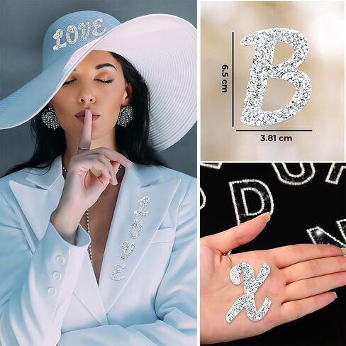 33Pcs Italic Font Rhinestone Letter Stickers, 6.5cm Adhesive A-Z Bling Glitter Sticker Letters, Peel & Stick Rhinestone Letter Patches for Clothes, Art Crafts, DIY Decor, Includes Extra Bling Letters in Saudi Arabia