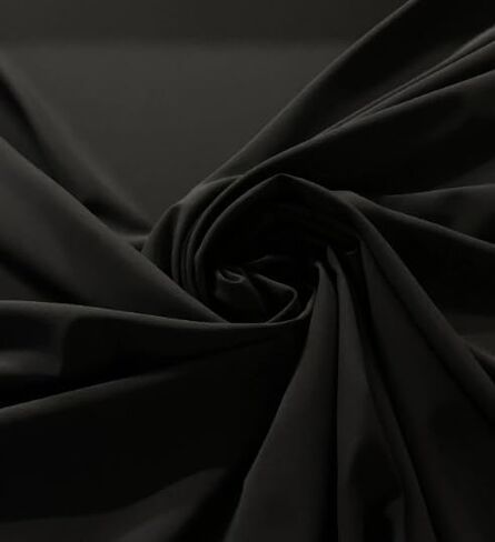 Stretch Crepe Fabric - Versatile Polyester Cloth by The Yard with 2-Way Stretch - Ideal for Dresses, Gowns, Pants, Drapes, and Backdrops - 1 Yard (Black) in Saudi Arabia