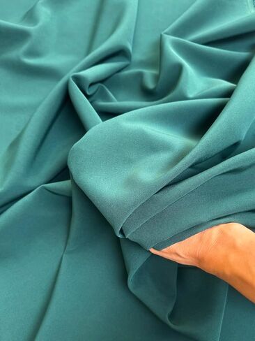 Stretch Crepe Fabric - Versatile Polyester Cloth by The Yard with 2-Way Stretch - Ideal for Dresses, Gowns, Pants, Drapes, and Backdrops - 1 Yard (Black) in Saudi Arabia