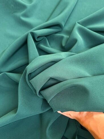Stretch Crepe Fabric - Versatile Polyester Cloth by The Yard with 2-Way Stretch - Ideal for Dresses, Gowns, Pants, Drapes, and Backdrops - 1 Yard (Black) in Saudi Arabia
