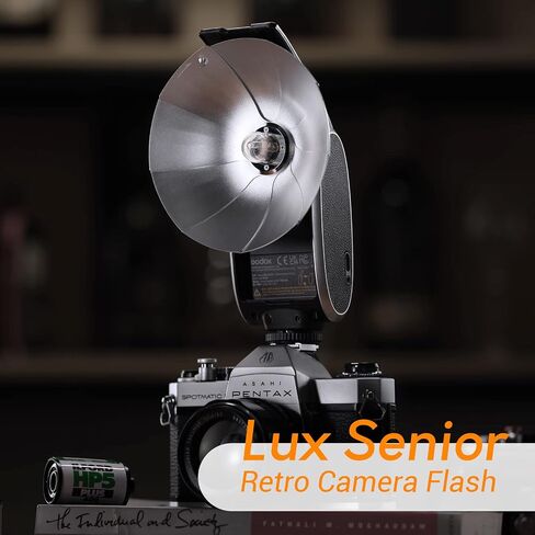 فلاش كاميرا Godox Lux Elf Retro، GN6 6000K±200K CCT، تحكم بصري S1/S2، 5 مستويات قوة فلاش، بطارية مدمجة مع شحن من النوع C، لكاميرات Fujifilm Canon Nikon Olympus Sony Hot-Shoe in Saudi Arabia