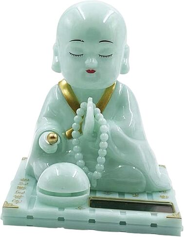 Little Monk Figurine, Solar Dancing Toys Shaking Head Dolls, Buddha Monks Statue Car Ornament, Bobble Head Toy for Home Office Desk Decor, Green, S in Kuwait