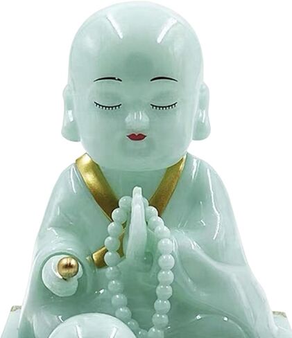 Little Monk Figurine, Solar Dancing Toys Shaking Head Dolls, Buddha Monks Statue Car Ornament, Bobble Head Toy for Home Office Desk Decor, Green, S in Kuwait