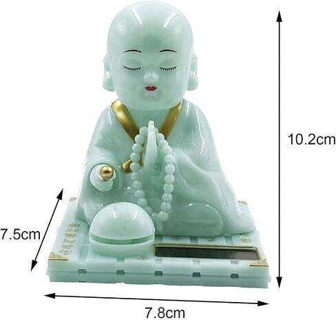 Little Monk Figurine, Solar Dancing Toys Shaking Head Dolls, Buddha Monks Statue Car Ornament, Bobble Head Toy for Home Office Desk Decor, Green, S in Kuwait