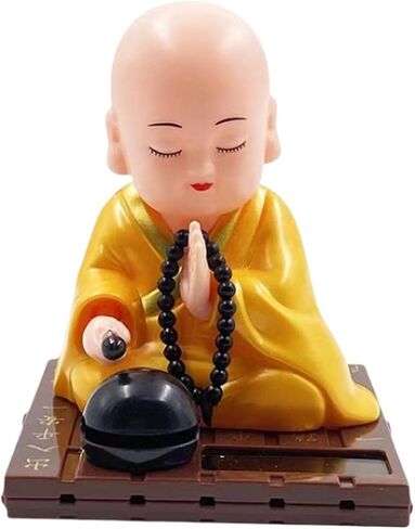 Little Monk Figurine, Solar Dancing Toys Shaking Head Dolls, Buddha Monks Statue Car Ornament, Bobble Head Toy for Home Office Desk Decor, Green, S in Kuwait