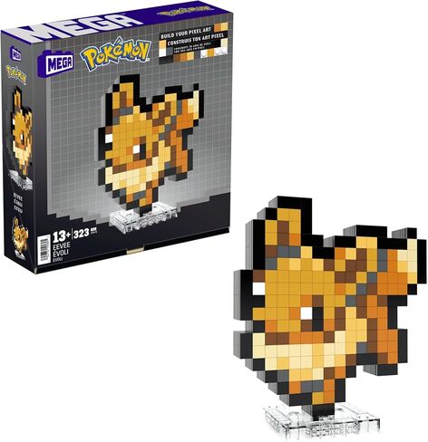Mega Pokemon Eevee 323 Piece Building Set تحتوي على 1 بكسل الشكل الرجعية لزينة الجدار أو الجدول ، لعبة قابلة للبناء وعرض لهواة جمع العملات ، HTH78 in Kuwait