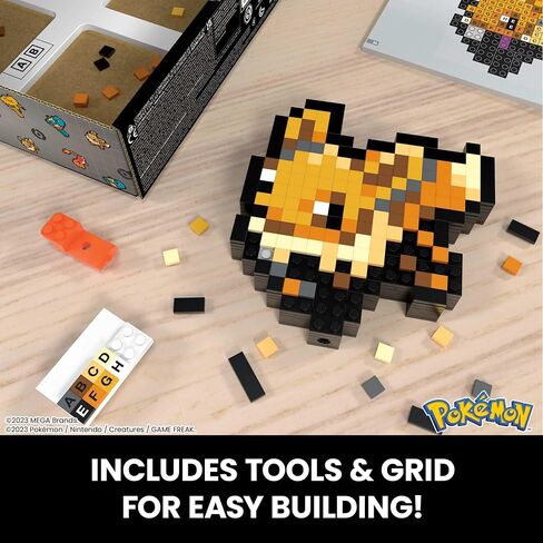 Mega Pokemon Eevee 323 Piece Building Set تحتوي على 1 بكسل الشكل الرجعية لزينة الجدار أو الجدول ، لعبة قابلة للبناء وعرض لهواة جمع العملات ، HTH78 in Kuwait
