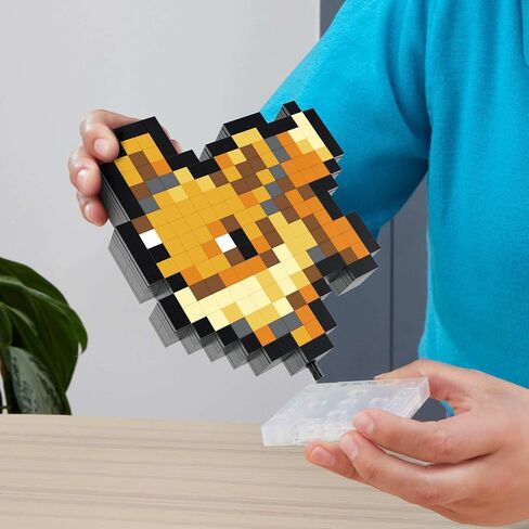 Mega Pokemon Eevee 323 Piece Building Set تحتوي على 1 بكسل الشكل الرجعية لزينة الجدار أو الجدول ، لعبة قابلة للبناء وعرض لهواة جمع العملات ، HTH78 in Kuwait