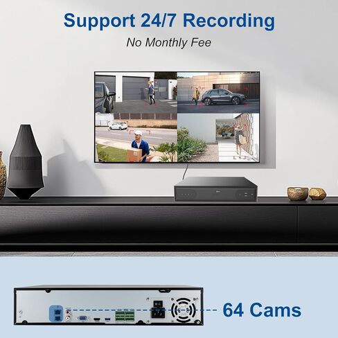 Anpviz 12MP 64 قناة PoE NVR مسجل فيديو شبكي مع اكتشاف الإنسان والمركبات، 64CH H.265 NVR تجاري يدعم 12MP/8MP/6MP/5MP/4MP/3MP/1080P IP PoE مسجل صوت فيديو للأعمال in Kuwait