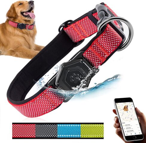Airtag Dog Collar,Durable Dog Collar with Waterproof Apple Air Tag Holder Case,Adjustable,Soft,and Reflective GPS Tracking Dog Collars for Medium and Heavy Duty Large Dog Boy or Gril in Kuwait