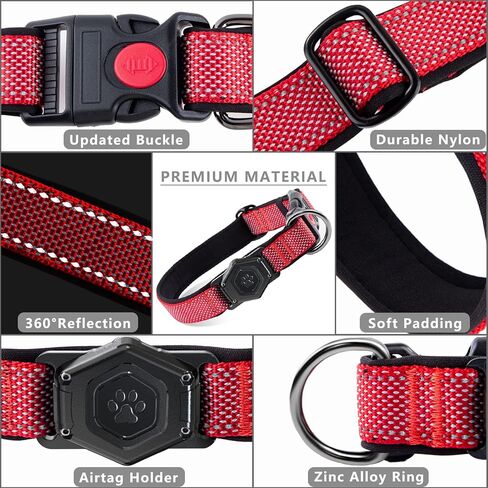 Airtag Dog Collar,Durable Dog Collar with Waterproof Apple Air Tag Holder Case,Adjustable,Soft,and Reflective GPS Tracking Dog Collars for Medium and Heavy Duty Large Dog Boy or Gril in Kuwait