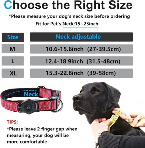 Airtag Dog Collar,Durable Dog Collar with Waterproof Apple Air Tag Holder Case,Adjustable,Soft,and Reflective GPS Tracking Dog Collars for Medium and Heavy Duty Large Dog Boy or Gril in Kuwait