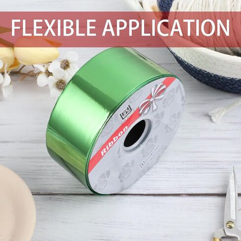 Shiny Waterproof Ribbon,Curling Ribbon for Gifts Package Wrapping,Crafting. (Green, 2inch x 100yards) in Saudi Arabia