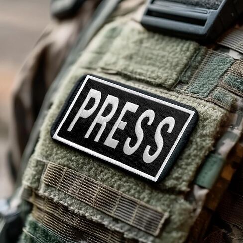 Press Badge Embroidered Patches for Backpacks, Jackets, Press Vest, Photographer Vest - Press Patch with Hook and Loop Patches - Tactical Patches 3.15x9.8 inches, 1x4.5 inches, 3.54x2 inches (Black) in Saudi Arabia