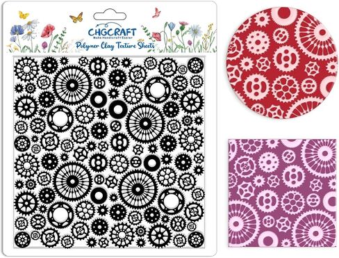 CHGCRAFT Paisley Peacock Feathers Polymer Clay Texture Sheets Leaves Geometric Silicone Stamp Clay Texture Mat Modeling Pattern Pad Texture Sheets for Jewelry and Clay Earrings Tools, 5.5x5.5 inch in Saudi Arabia