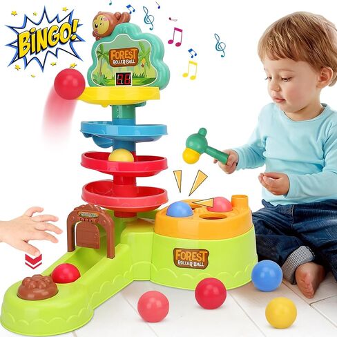 Toddler Montessori Toys for 1 Year Old | 3 in 1 Hammer Pound Ball Toy & Shoot Balls with Scoring Game & Ball Drop Game Learning Toys for Toddlers 1-3 Year Old Girl Boy Birthday Gift Ages 1 2 3 in Saudi Arabia