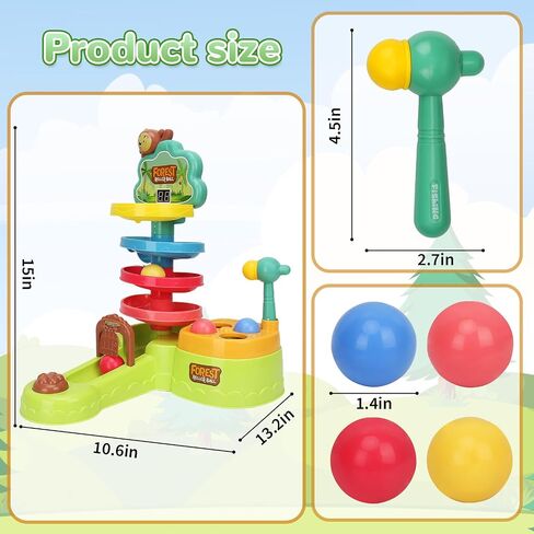 Toddler Montessori Toys for 1 Year Old | 3 in 1 Hammer Pound Ball Toy & Shoot Balls with Scoring Game & Ball Drop Game Learning Toys for Toddlers 1-3 Year Old Girl Boy Birthday Gift Ages 1 2 3 in Saudi Arabia