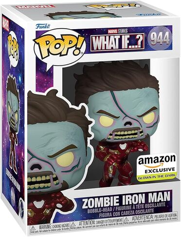 Funko POP Marvel: What If? - Zombie Iron Man, Amazon Exclusive Glow in The Dark, Multicolor, (58178) in Saudi Arabia