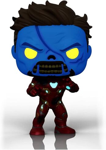 Funko POP Marvel: What If? - Zombie Iron Man, Amazon Exclusive Glow in The Dark, Multicolor, (58178) in Saudi Arabia