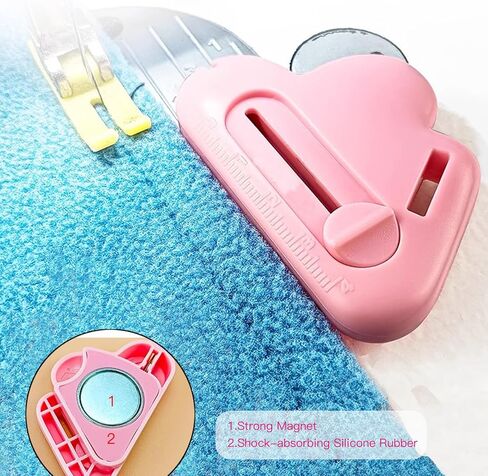 Magnetic Seam Guide for Sewing Machine,2025 Upgraded Multifunctional Polygonal Magnet Seam Hemmer Guide with Scale,Seam Ripper,Universal Sewing Accessories & Supplies for Sewing Machine (Pink) in Saudi Arabia