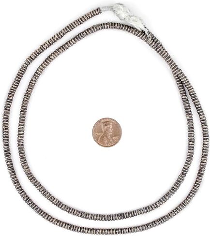 The Bead Chest Copper Heishi Beads 3mm Ethiopian Metal Spacers, Full Strand for Jewelry Making I Approximately 400 Beads in Kuwait