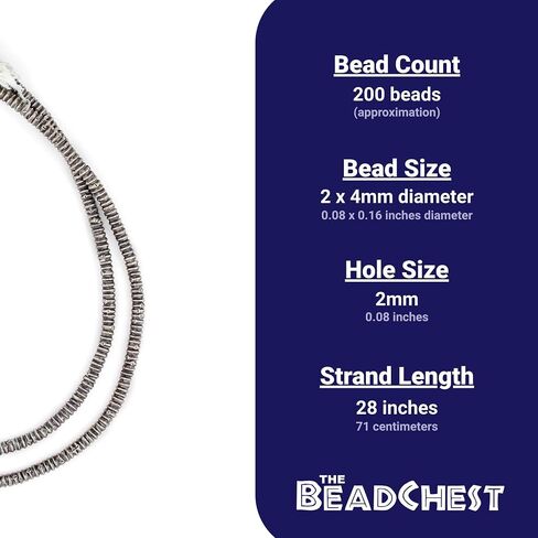 The Bead Chest Copper Heishi Beads 3mm Ethiopian Metal Spacers, Full Strand for Jewelry Making I Approximately 400 Beads in Kuwait