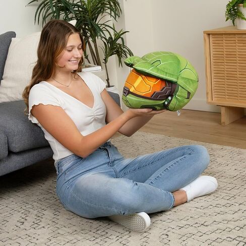 Club Mocchi Mocchi -Halo Plush - Master Chief Helmet Plushie - شخصيات قابلة للتحصيل - ثقافة البوب الوعرة الوعرة ولعب ألعاب الفيديو - 15 بوصة in Kuwait