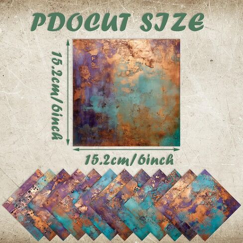 Rust Textures Scrapbook Paper, 24 Sheets Vintage Cardstock Single-Side Pattern 6 Inch Decorative Paper Pad for Junk Journals, Scrapbooking, Collage Art, Paper Crafts - 12 Designs (Pattern 1) in Saudi Arabia