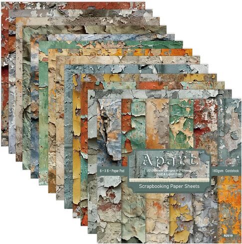 Rust Textures Scrapbook Paper, 24 Sheets Vintage Cardstock Single-Side Pattern 6 Inch Decorative Paper Pad for Junk Journals, Scrapbooking, Collage Art, Paper Crafts - 12 Designs (Pattern 1) in Saudi Arabia