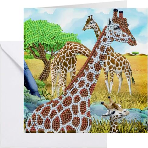 Crystal Art Diamond Painting Card Kit - Gentle Giraffe- Create Your Own 7"x7" Card Kit - for Ages 8 and up in Kuwait