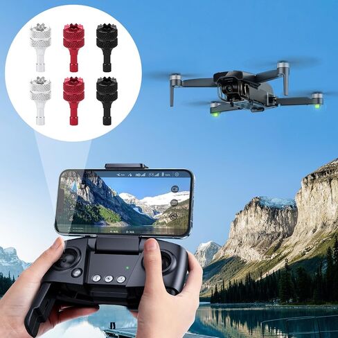 6 PCS Drone Controller Sticks, Detachable Aluminum Alloy Drone Joysticks Sticks Compatible with DJI Mini 3 Pro/Mini 4 Pro/Air 3/Mavic 3 Pro RC & RC 2 Replacement Accessories(Silver, Black, Red) in Kuwait