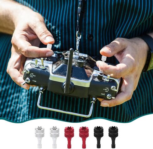 6 PCS Drone Controller Sticks, Detachable Aluminum Alloy Drone Joysticks Sticks Compatible with DJI Mini 3 Pro/Mini 4 Pro/Air 3/Mavic 3 Pro RC & RC 2 Replacement Accessories(Silver, Black, Red) in Kuwait