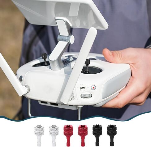 6 PCS Drone Controller Sticks, Detachable Aluminum Alloy Drone Joysticks Sticks Compatible with DJI Mini 3 Pro/Mini 4 Pro/Air 3/Mavic 3 Pro RC & RC 2 Replacement Accessories(Silver, Black, Red) in Kuwait