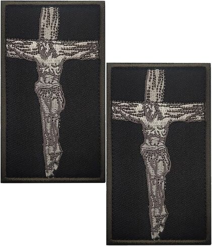 2PCS Jesus Cross Patch Embroidered Patches Tactical Morale Patch Hook and Loop in Kuwait