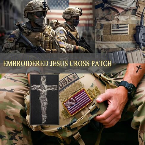 2PCS Jesus Cross Patch Embroidered Patches Tactical Morale Patch Hook and Loop in Kuwait