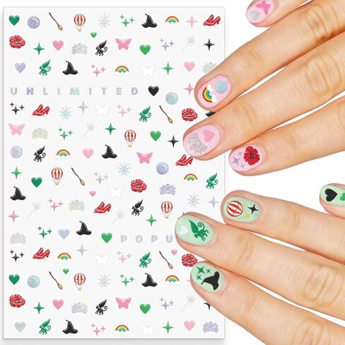 xo, Fetti Pink + Green Witch Nail Stickers - 604 pcs. | Birthday Decorations, Cute Girl Party Favor, Manicure Accessory, Kids Wizard Supplies in Saudi Arabia