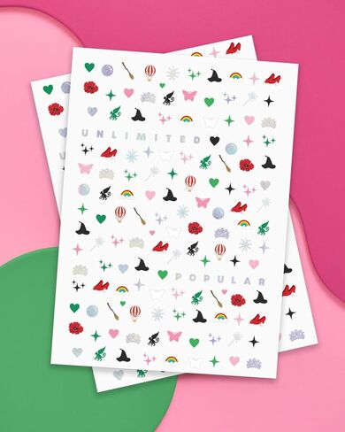 xo, Fetti Pink + Green Witch Nail Stickers - 604 pcs. | Birthday Decorations, Cute Girl Party Favor, Manicure Accessory, Kids Wizard Supplies in Saudi Arabia