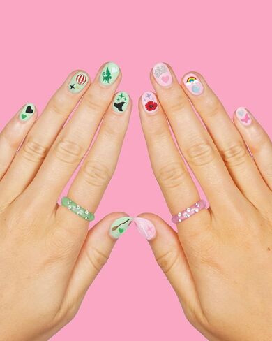 xo, Fetti Pink + Green Witch Nail Stickers - 604 pcs. | Birthday Decorations, Cute Girl Party Favor, Manicure Accessory, Kids Wizard Supplies in Saudi Arabia