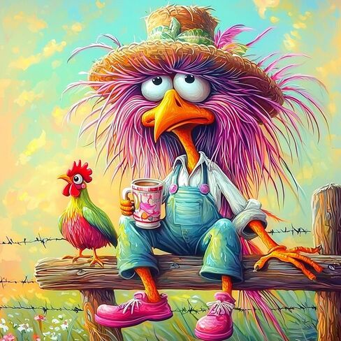 Bowetile Chicken Diamond Art Kits for Adults Beginners, Funny Animals 5D Diamond Painting Kits, DIY Full Round Drill Diamond Dots Paintings Picture Gem Art Craft for Home Wall Decor 12x12 Inch in Kuwait