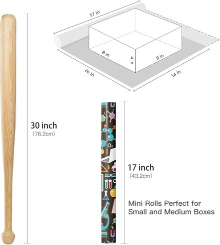 RUSPEPA Back to School Wrapping Paper Roll, Mini Roll, Blue School Supplies and Sports Theme Gift Wrap for Boys, Kids, Students, Teachers, First Day and Classroom Gifts, 17 Inches x 16.4 Feet in Kuwait