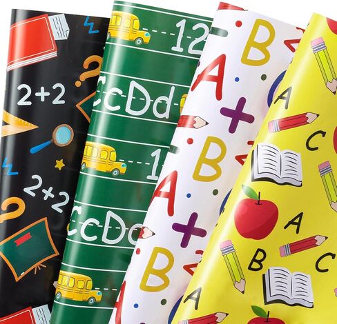 RUSPEPA Back to School Wrapping Paper Roll, Mini Roll, Blue School Supplies and Sports Theme Gift Wrap for Boys, Kids, Students, Teachers, First Day and Classroom Gifts, 17 Inches x 16.4 Feet in Saudi Arabia