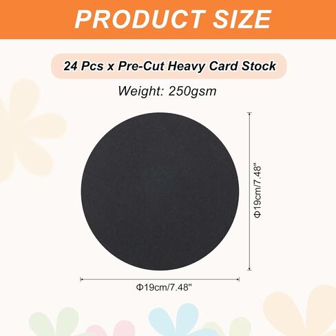 Meccanixity 24 PCS Circle Card Stock ، 7.5 بوصة تقاطعات الورق دوائر الورق المقوى السميكة لتوريد الطلاء المصمم DIY مشاريع ديكور لوحة ، أسود in Kuwait