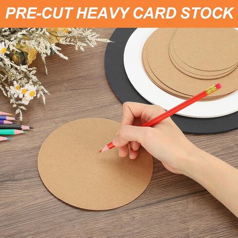 Meccanixity 24 PCS Circle Card Stock ، 7.5 بوصة تقاطعات الورق دوائر الورق المقوى السميكة لتوريد الطلاء المصمم DIY مشاريع ديكور لوحة ، أسود in Kuwait
