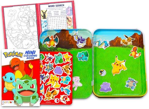 Pokemon Magnetic Creations Toy - Bundle with 36 Magnetic Play Pieces Plus Mini Coloring Book, Stickers and Pokemon Cards for Kids, Toddlers | Activity Play Set in Saudi Arabia