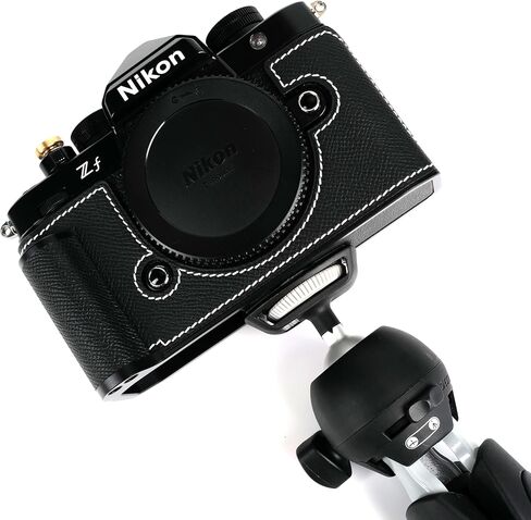 【UCHMYD】 Handmade Genuine Leather Camera Half Case for Nikon ZF/Nikon ZF Case - Top Layer Cowhide Body + Metal Base Plate + Hand Shank Design (Black) in Saudi Arabia