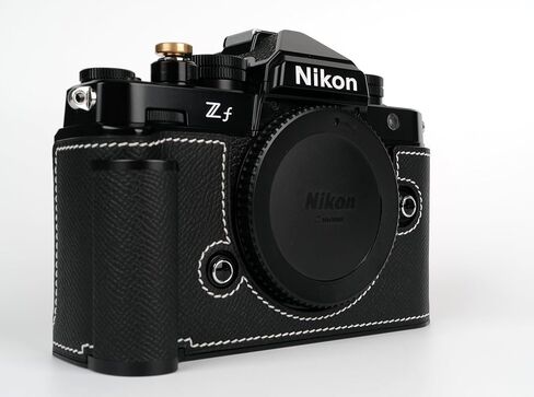 【UCHMYD】 Handmade Genuine Leather Camera Half Case for Nikon ZF/Nikon ZF Case - Top Layer Cowhide Body + Metal Base Plate + Hand Shank Design (Black) in Saudi Arabia