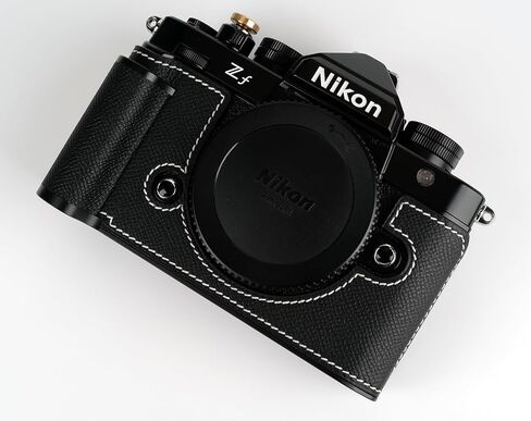 【UCHMYD】 Handmade Genuine Leather Camera Half Case for Nikon ZF/Nikon ZF Case - Top Layer Cowhide Body + Metal Base Plate + Hand Shank Design (Black) in Saudi Arabia